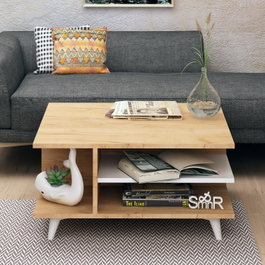 Hanah Home Mesa de Centro Skull Roble y Blanco